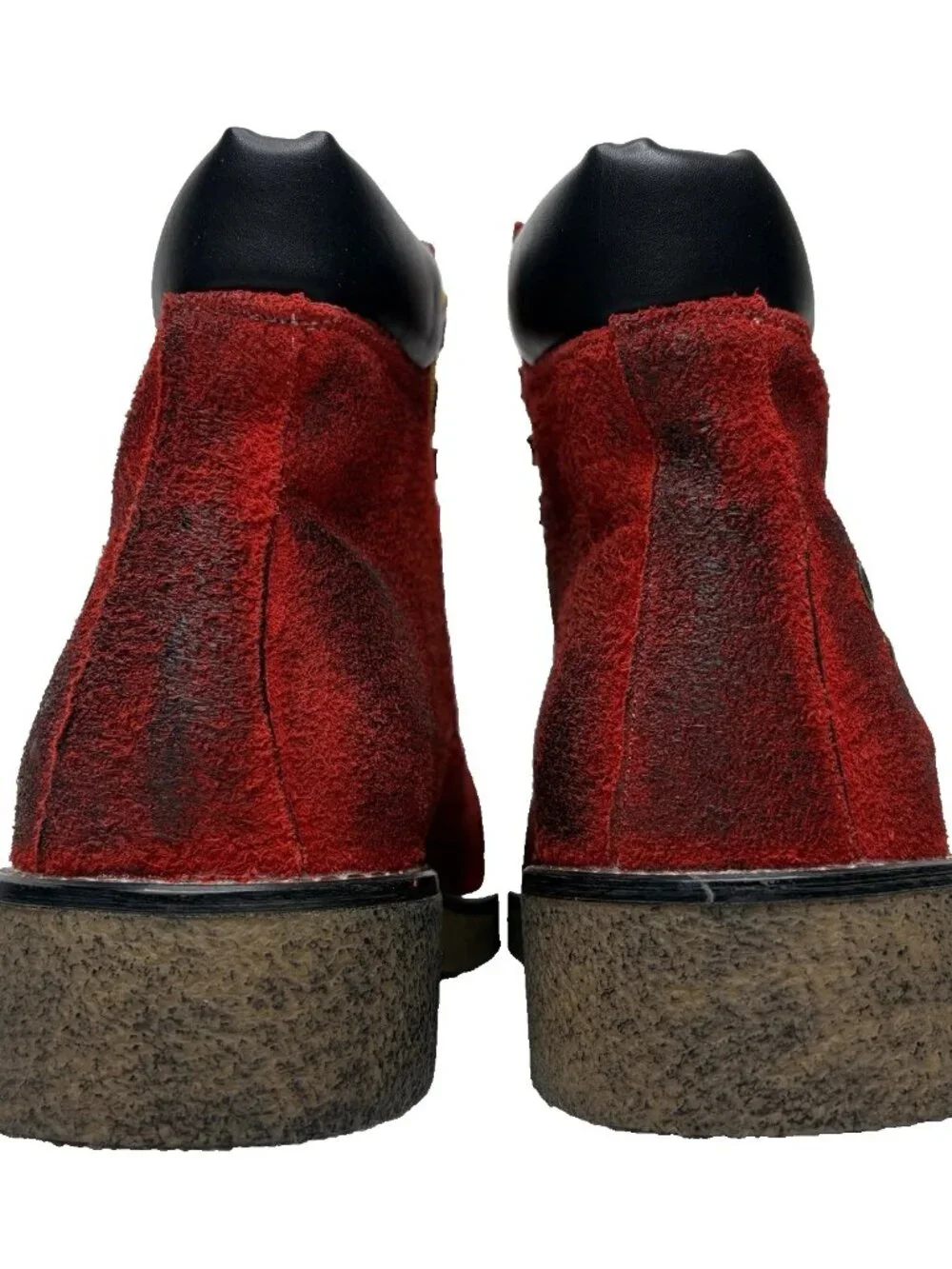 FDCP Red Suede Leather Utility Work Boot Mens Size 9.5 WIDE Clowncore Distressed